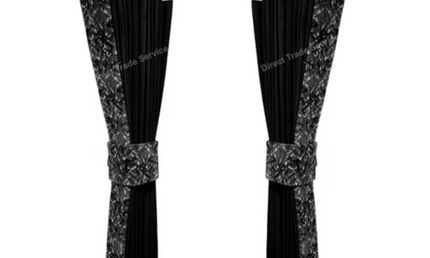 Danish Pluche: Black & Grey Side Curtain Set