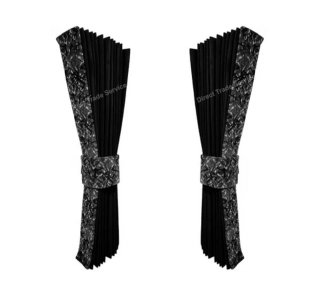 Danish Pluche: Black & Grey Side Curtain Set