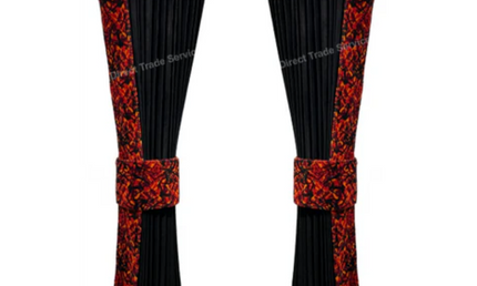 Danish Pluche: Black & Red Side Curtain Set