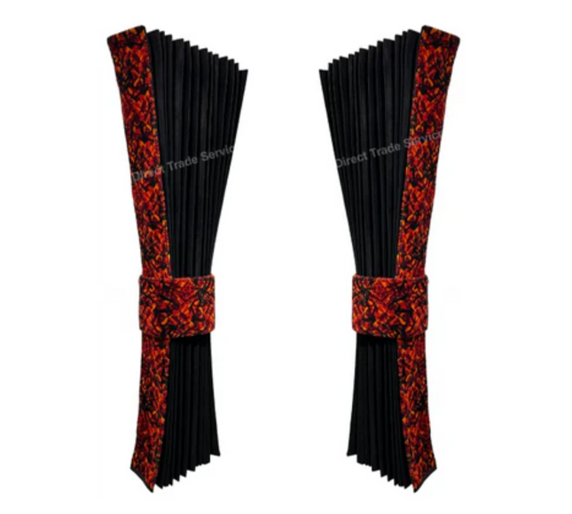 Danish Pluche: Black & Red Side Curtain Set