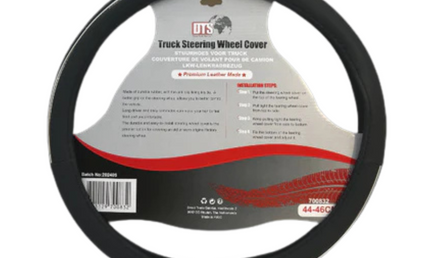 Universal Truck Steering Wheel Cover: Black & Silver