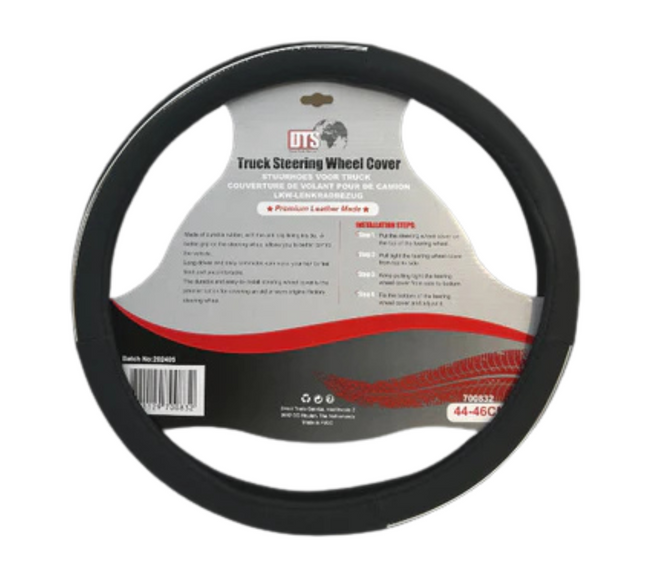 Universal Truck Steering Wheel Cover: Black & Silver