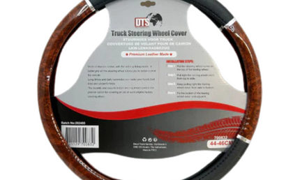Universal Truck Steering Wheel Cover: Black Wooden