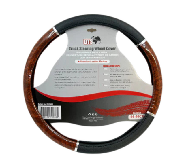 Universal Truck Steering Wheel Cover: Black Wooden