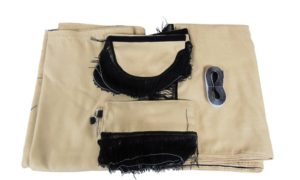 Universal Suede Truck Curtain & Pelmet Set - Cream with Black Tassels