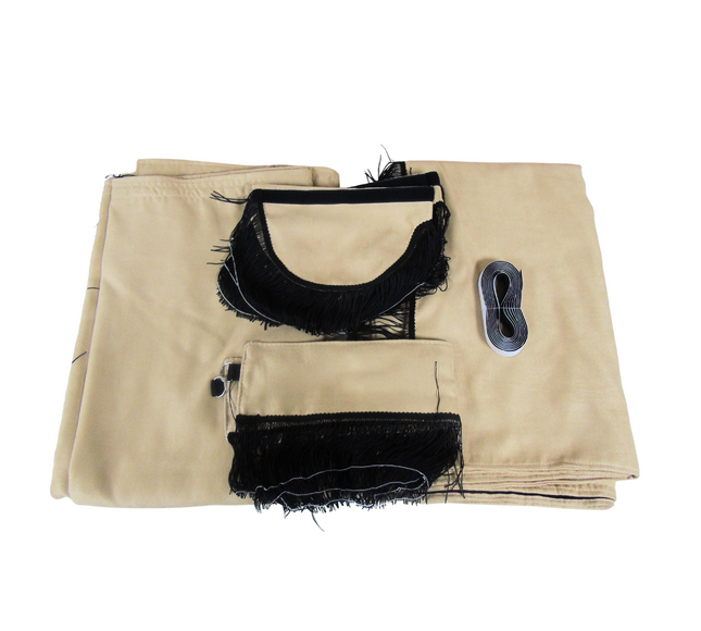 Universal Suede Truck Curtain & Pelmet Set - Cream with Black Tassels