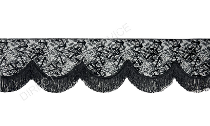 Danish Pluche Pelmet: Grey With Black Tassels