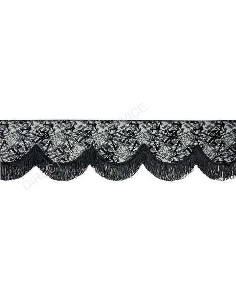 Danish Pluche Pelmet: Grey With Black Tassels