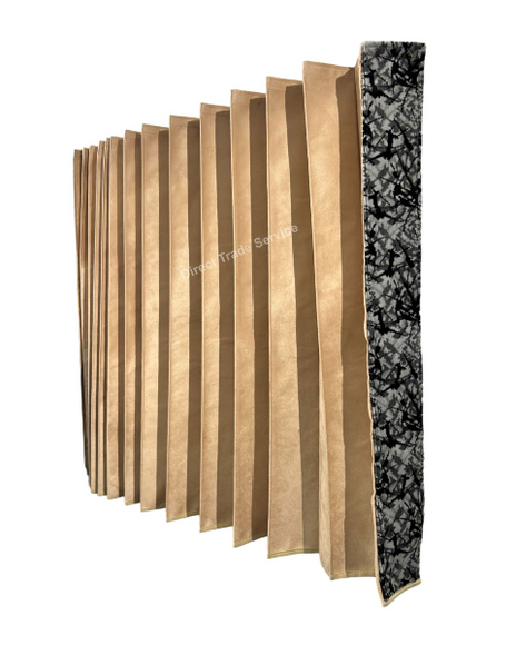 Danish Pluche: Beige & Grey Side Curtain Set