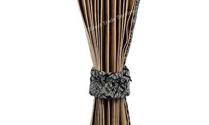 Danish Pluche: Beige & Grey Side Curtain Set