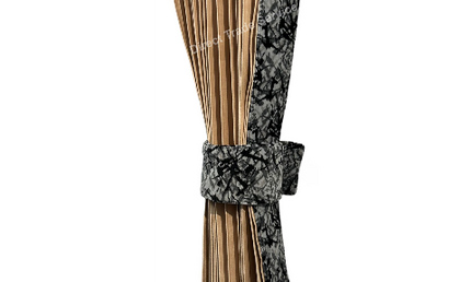 Danish Pluche: Beige & Grey Side Curtain Set
