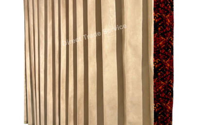 Danish Pluche: Beige & Red Side Curtain Set