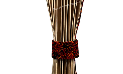 Danish Pluche: Beige & Red Side Curtain Set