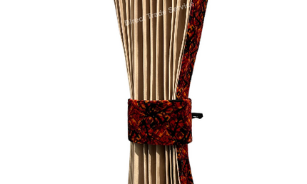 Danish Pluche: Beige & Red Side Curtain Set