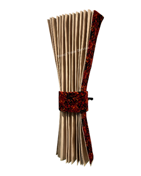 Danish Pluche: Beige & Red Side Curtain Set