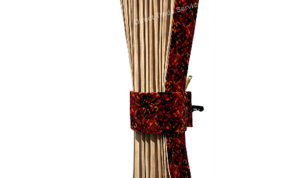 Danish Pluche: Beige & Red Side Curtain Set
