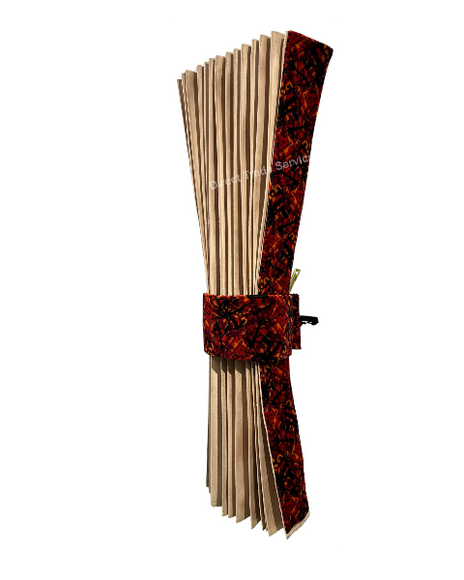 Danish Pluche: Beige & Red Side Curtain Set