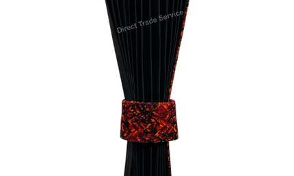 Danish Pluche: Black & Red Side Curtain Set