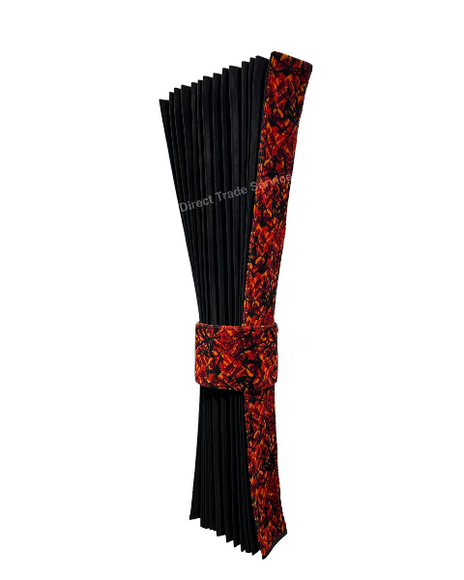 Danish Pluche: Black & Red Side Curtain Set
