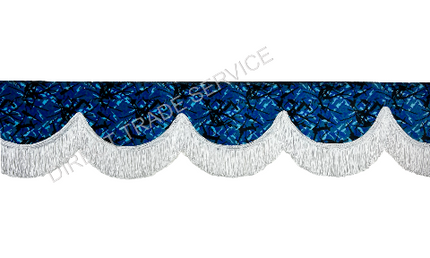 Danish Pluche Pelmet: Blue With White Tassels