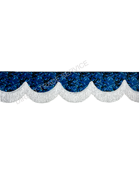 Danish Pluche Pelmet: Blue With White Tassels