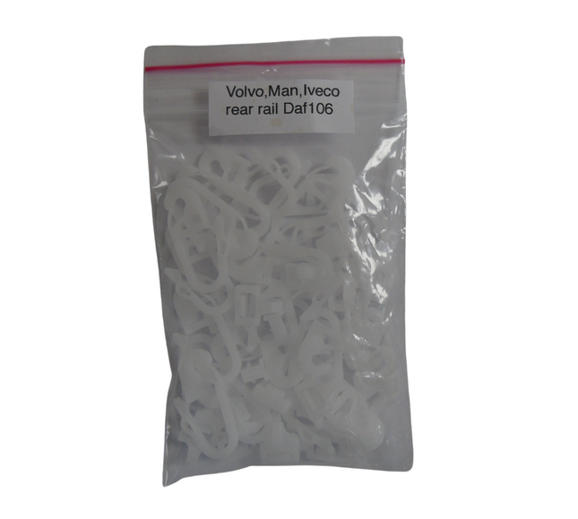 Truck Curtain Hooks: Volvo, Man, Iveco, DAF 106 (Rear Rail) x25
